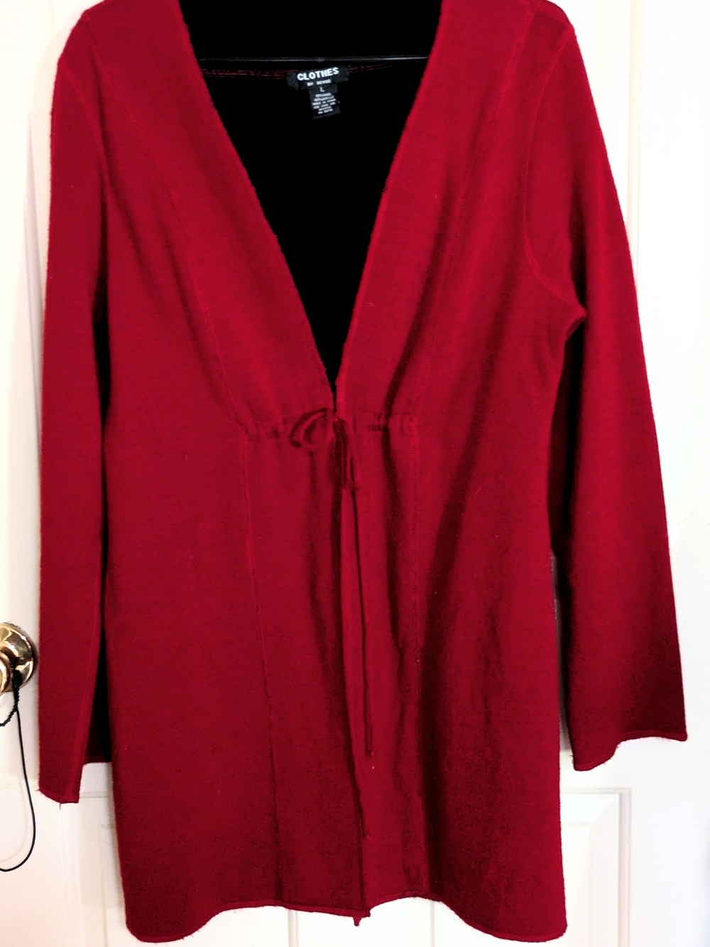 Women's Vintage Clothes By Revue Deep Red Over Coat/Heavy Cardigan w/Tie Waist